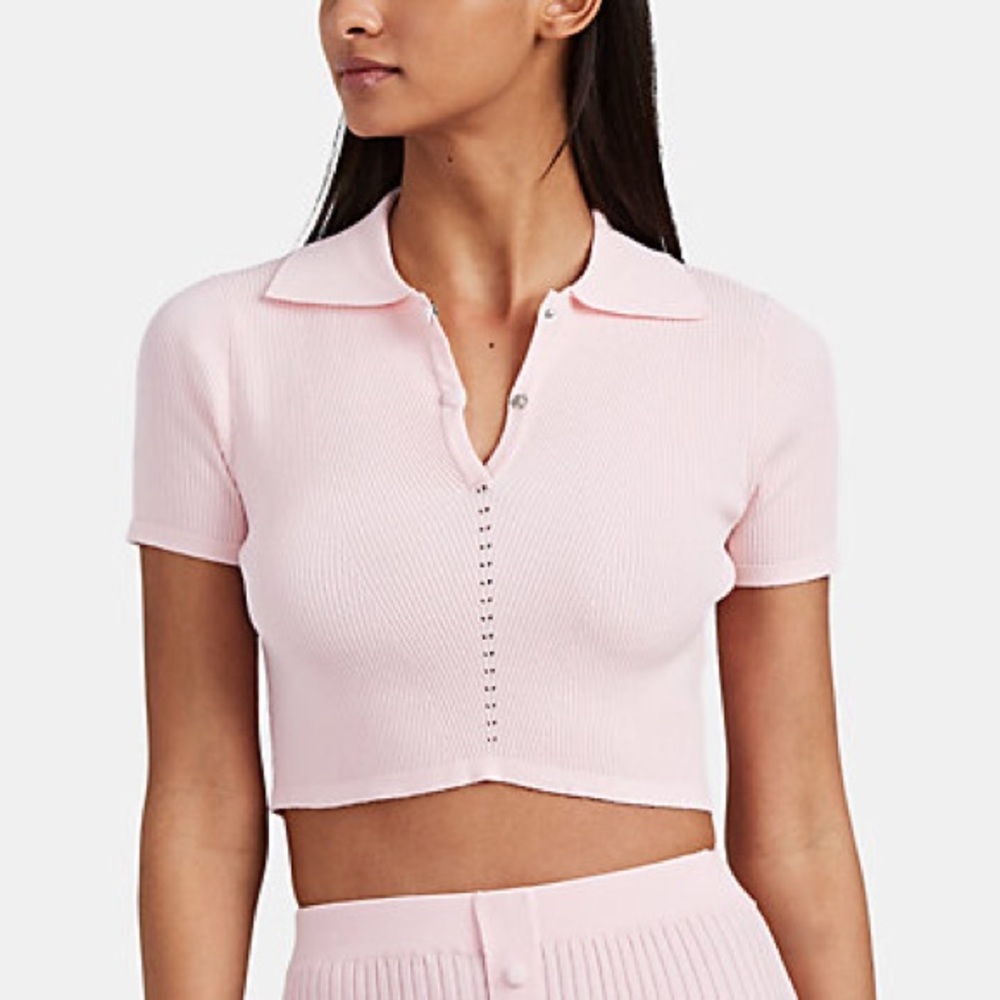 LIVE THE PROCESS Pink Seamless Rib Knit Crop S